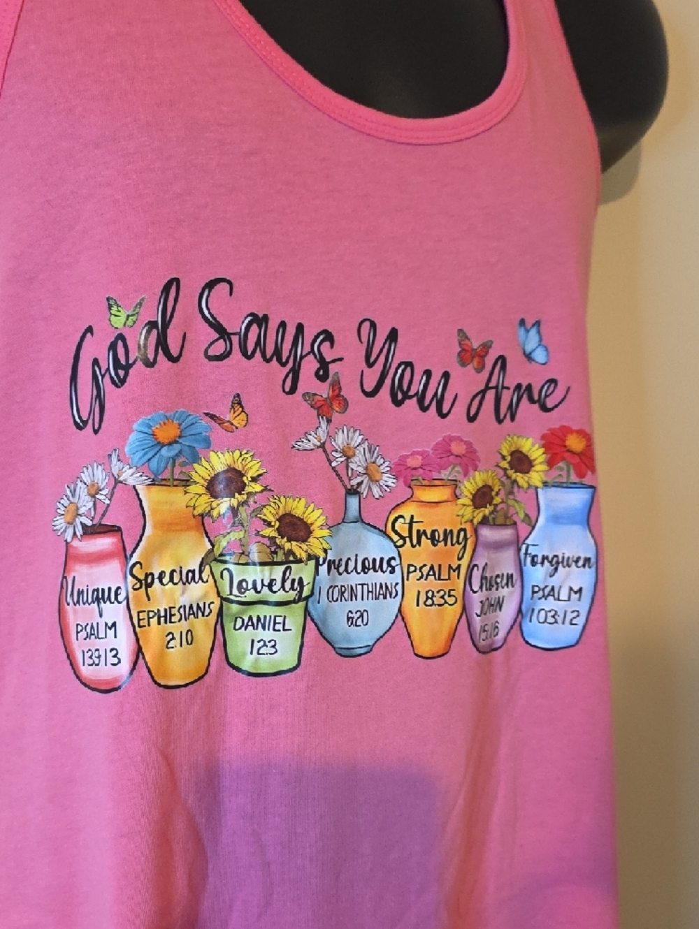 Women’s Pink Graphic Tank Top - God Says You Are - Picture 3 of 6